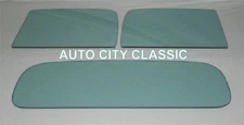 Side & Back Glass for 1933 1934 Ford Cab Pickup Truck Door Rear Window Set Green