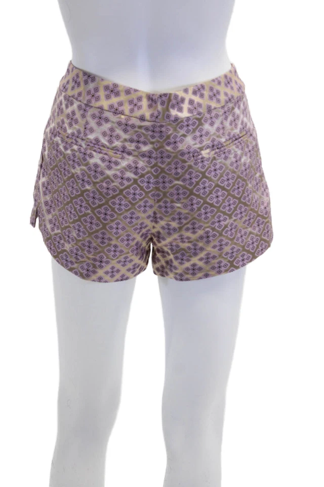 Mini Shorts Elizabeth and James Mujer Texturizado Estampado Cremallera Beige Talla S Foto 3 de 4