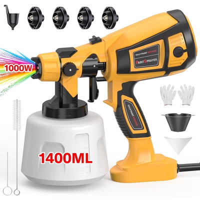 #ad Electric 1400ML Sprayer 1000W High Pressure Spray Paint Gun with Nozzels Yellow $25.99