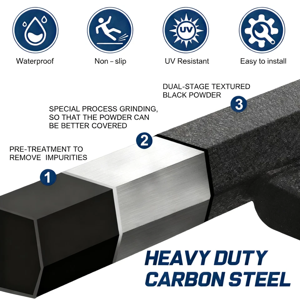 For 2005-2023 Toyota Tacoma Double Cab Running Board Drop Side Step Nerf Bars - Image 3 of 4