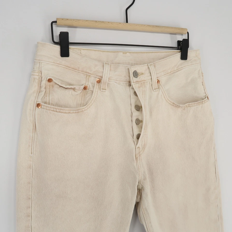 Levi's 501牛仔裤女式30水洗棕褐色纽扣门襟直筒经典牛仔布 — 第 3/4 张图片