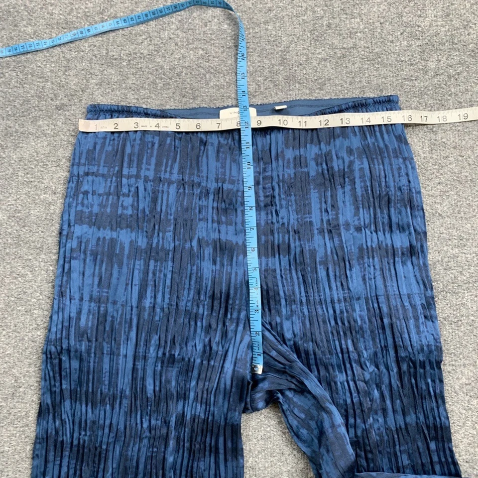 Vince Pants Womens L Large Cadet Navy Crushed Tie Dye Pull On Pleated Wide Legs - Image 4 of 4
