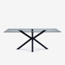 Tavolo design moderno con gambe incrociate nero in vetro 200x100cm Laka