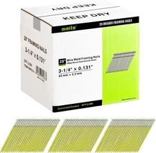 1,000-2,000 Counts Framing Nails 28 Degree 3-1/4 Inch Smooth Shank Galvanized