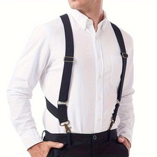 Stretchy Men's Side-clip Hook-buckle X-shape Adjustable Elastic Men's Suspenders