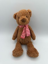 Manhattan Toy Company Brown Teddy Bear 2017 14" Red White Scarf Holiday Plush