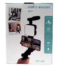 Smartphone Vlogging Set Video Kit with Tripod Microphone LED Light Phone Holder