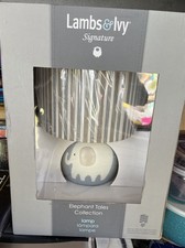 Lambs  Ivy White/Gray Elephant Tales Nursery Lamp with Shade  Bulb-NEW