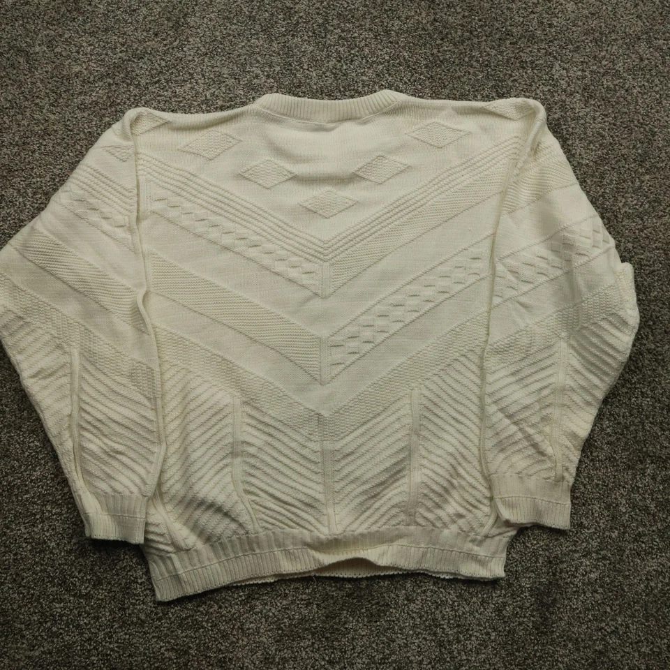 Vintage Pebble Beach Sweater Men's Large Cream Knit Chevron California Golf 3D - Image 2 of 4