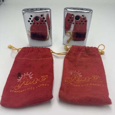 Lot of 2 VTG Aladdin JON-E Hand Warmers w. Bags USA Camping, Hunting, Fishing