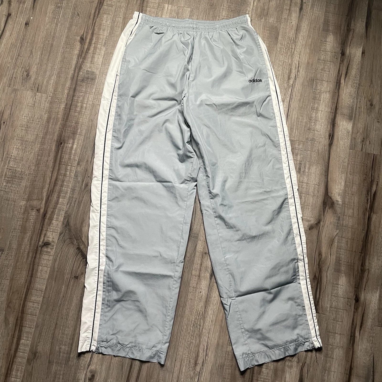 Vintage Y2K Adidas Baggy Track Pants Gray Lined Wide Leg XL