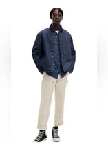 Gap Barn Coat Lined Denim Chore Jacket XXL Quilted Lining Corduroy Collar