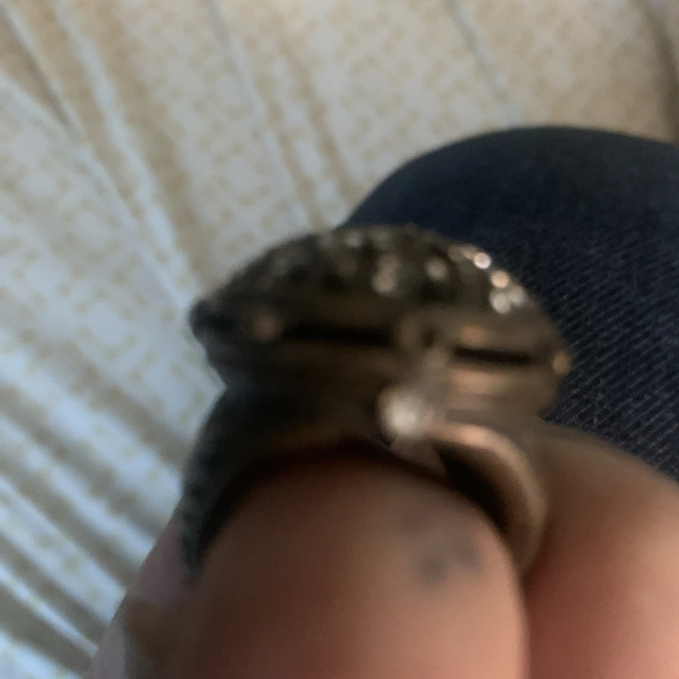 Tree of Life Large Round Bronze Chrystal and Black Onyx Ring  Size 7 - Image 4 of 4