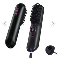 Mini Portable Cordless Hair Straightener Brush W/ Charging Base