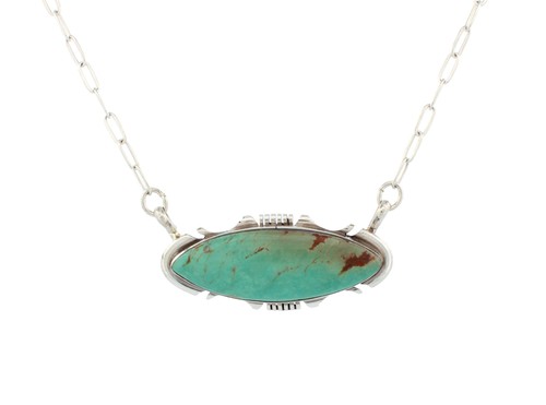 Navajo Native American Royston Turquoise Bar Necklace by Francisco SKU233269