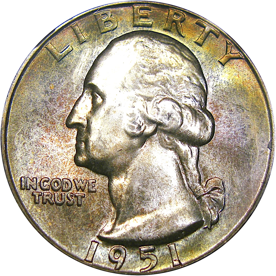 1951 25C NGC MS67 WASHINGTON ~ BEAUTIFUL RAINBOW COLOR!  VIDEO - Image 2 of 4