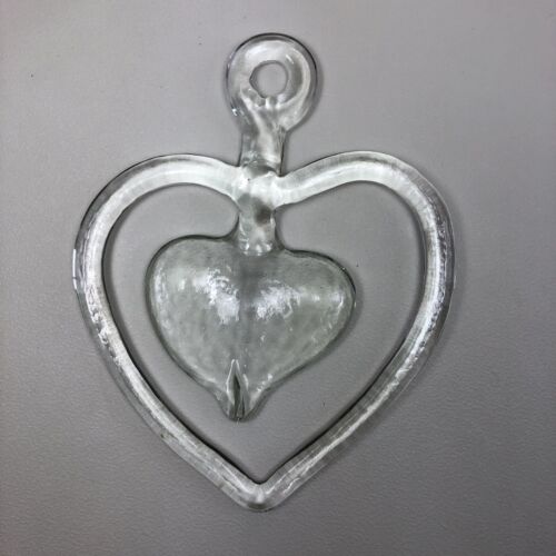 Glas Herz im Herz 18 cm Glasbild Fensterbild Kosta Boda 20 cm ** - Bild 1 von 4