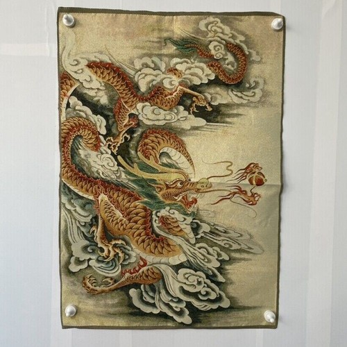 Exquisite Old Chinese Silk Embroidery Painting Tang Ka Mural "Dragon"Painting