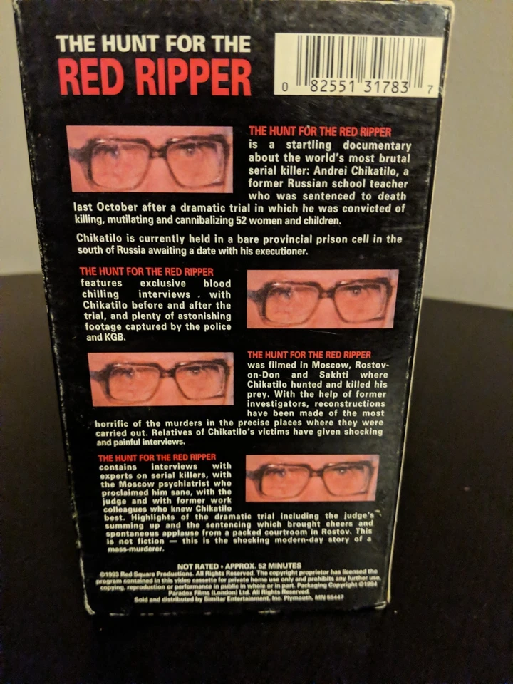 The Hunt for Red Ripper VHS 1993 - True Crime Andrei Chikatilo Documentary - Image 2 of 3