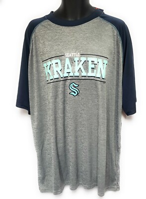 Mens Fanatics NHL Seattle Kraken Short Sleeve Hockey Grey Raglan Shirt