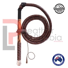 Australian Genuine Leather Stock Whip 05 feet long Bamboo Wood Handle Stockwhip