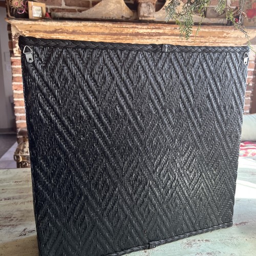 Vintage Mid Century Wicker Shelf Wall Hung or Free Standing Black 2 Shelf - Picture 5 of 7