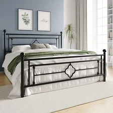 14'' King Size Metal Platform Bed Frame, Mattress Foundation for Storage, Black