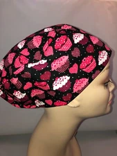 Valentine Cupcakes Hearts Euro Scrub Hat CNOR CHEF CRNA Xray Cath Lab Vet  Md