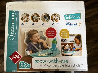 Baby High Chair 4-in-1 Convertible Racoon Soft Cushioned Removable Food Tray