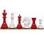 縮圖 1  - 4.6&#034; Prestige Luxury Staunton Chess Pieces Only set- White &amp; Red Lacquer Boxwood