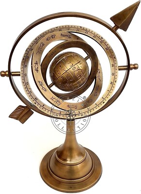 10 Inch Sphere Globe Brass Armillary Special Occasions Like Christmas Halloween.