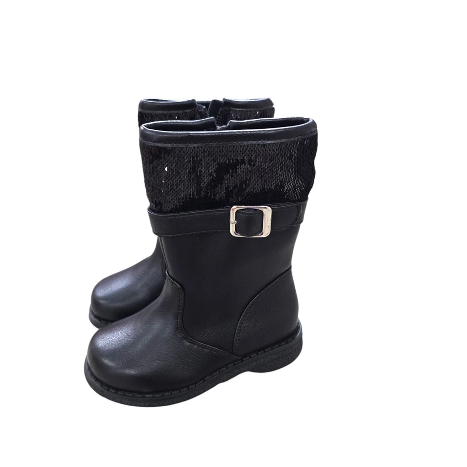Rachel Girls Size 6 black Sequin Accent Boots NWOB - Image 2 of 4