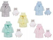 Personalised Robe Dressing Gown and Matching Elephant Comforter Set 0-6 Months