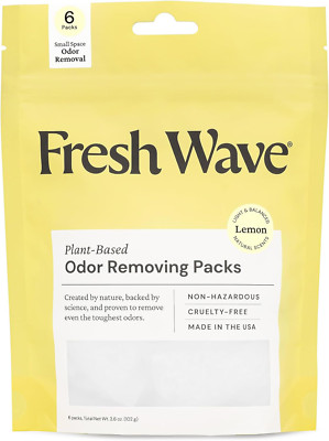 Fresh Wave Lemon Odor Eliminating & Deodorizing Packs | Bag of 6 | Safer Odor Re