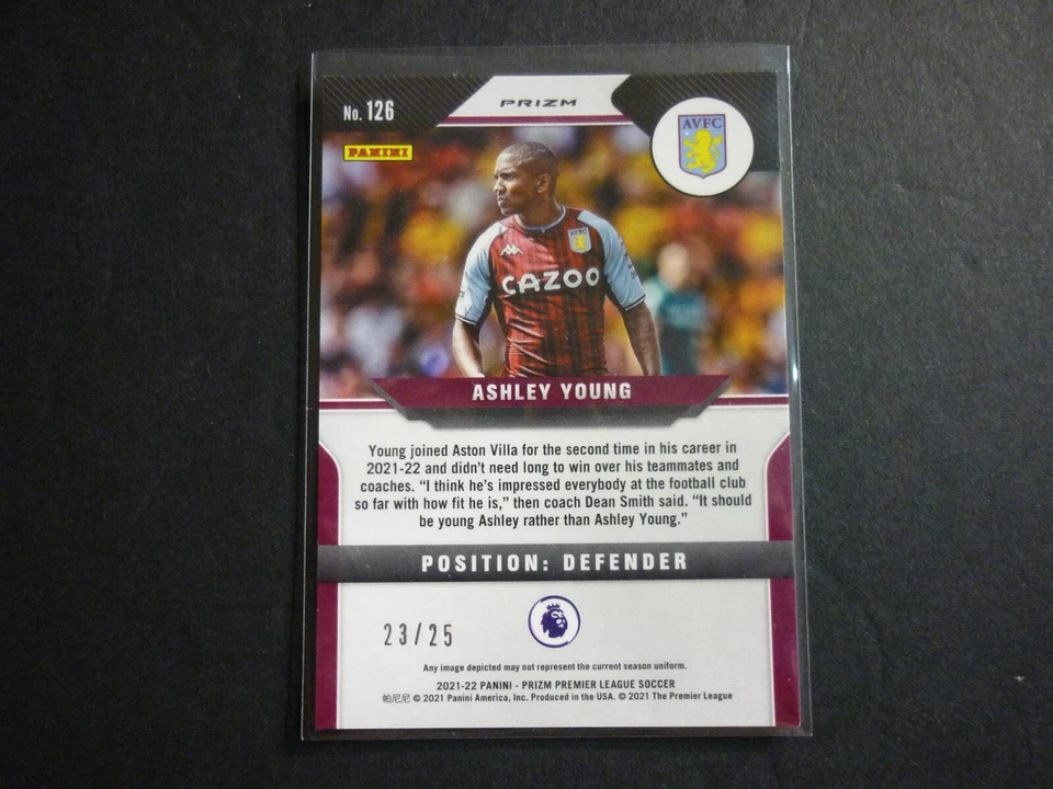 Ashley Young 2021-22 Panini Prizm Premier League #126 Orange 23/25 - Image 2 of 3