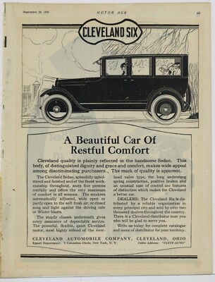 1920 Cleveland Automobile Co. Ad: Six Sedan Model - Restful Comfort - OhiO