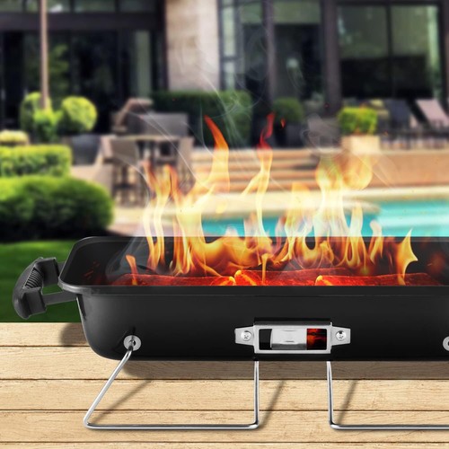 Portable Charcoal Grill, Tabletop Outdoor Barbecue Smoker, Small BBQ Grill for O - Picture 6 of 11