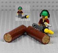 LEGO - Lumberjack w/ Tree Logs & Chainsaw Logging Trunk Minifigure Plants 60181