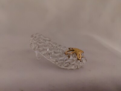 Schöner goldfarbener & Kristall/Glas Miniatur Ornament SCHUH/HAUSSCHUH