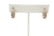 Gold Plated Sterling Silver 925 Diamond Hoop Earrings D1