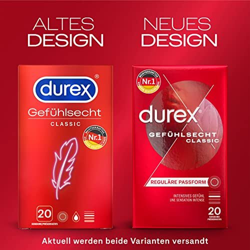 Durex Gefühlsecht Classic Kondome perfekt sitzend dünn angenehm 4 x 20 Stück