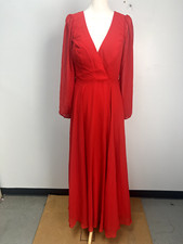 JJ's House Red Long Sleeve A-Line Long Chiffon Bridesmaid Dress Sz 8 251605