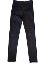 Zara girls ripped knees jeggings black skinny jeans pants size 10
