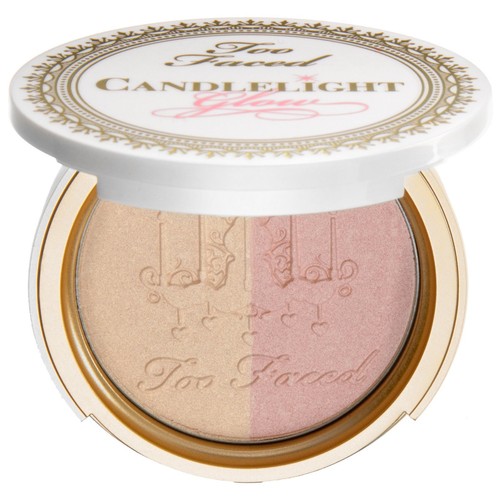 faced candlelight glow highlighting powder duo color: rosy glow