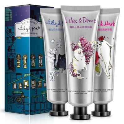 BIOAQUA CAT STREETS Floral Plant Extracts Moisturizing Hand Cream 30G X 3PCS