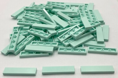 Lego 100 New Light Aqua Tiles Flat Smooth 1 x 4 Parts