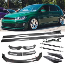 Carbon Fiber Front Bumper Lip Spoiler & Side Skirt For VW Golf MK7.5GTI GTD