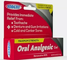 Lot 1 IODENT ORAL ANALGESTIC GEL BENZOCAINE 20% MAXIMUM STRENGTH 0.42 OZ ORAJEL