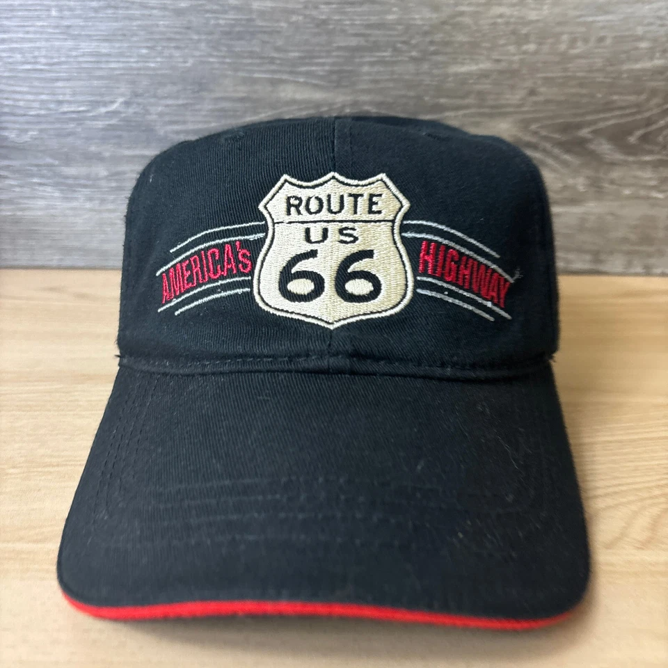 Gorra Route 66 con correa trasera logotipo negro ajustable al aire libre Foto 2 de 4
