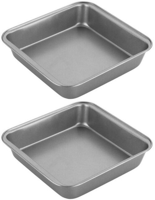 2x Chef Aid Non-Stick Bakeware Baking Oven Square Brownie Pan Dish Tin Tray 20cm